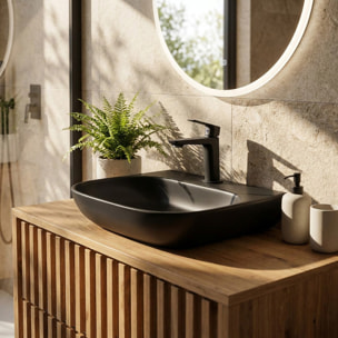 Lavabo SAT Brevis 50x38,5 cm sans trop-plein, noir mat (SATBRE5038RBKM)