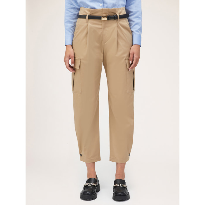 Motivi - Pantalón cargo con pliegues - Beige