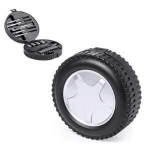 Set di attrezzi Wheels, con 20 accessori in un astuccio resistente con design a ruota.