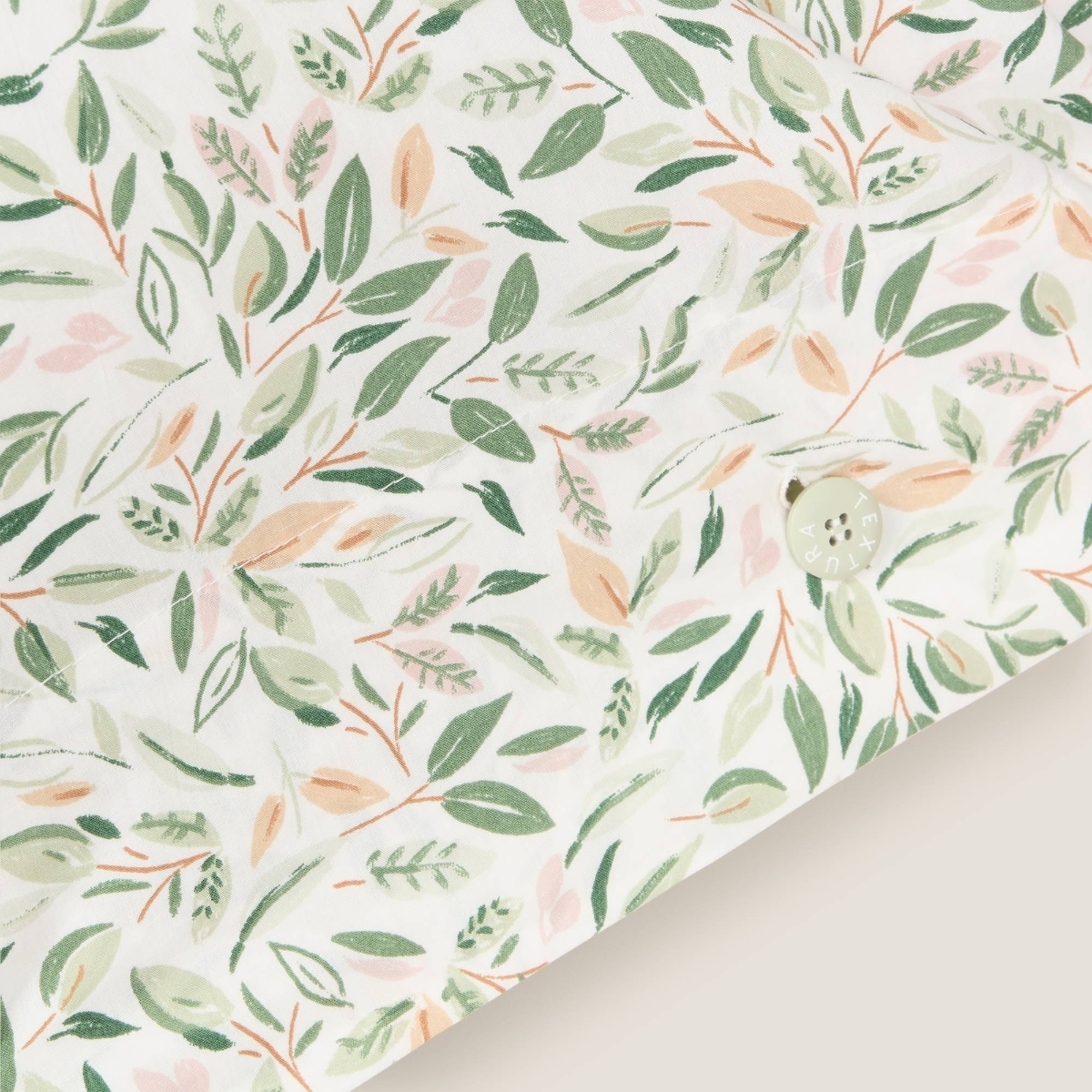 Funda almohada hojas Pra color verde 100% Algodón percal