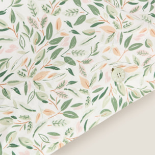 Funda almohada hojas Pra color verde 100% Algodón percal