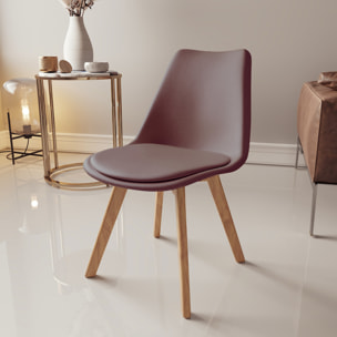 Set Di 4 Sedie Per Sala Da Pranzo Ufficio Con Gambe Faggio Legno Massello Massiccio Stile Nordico Scandinavo Seduta Imbottita Soggiorno Sala Tortora