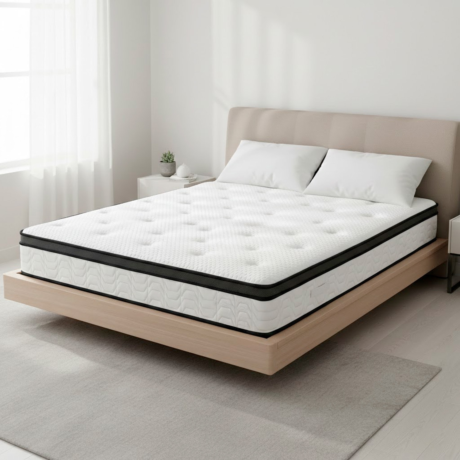 Materasso Matrimoniale Ibrido Con 240 Molle Insacchettate per M² E Memory Foam 5 Zone di Comfort Double Sided Rigidità H3/H4 Medio Rigido