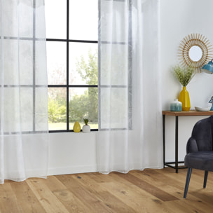 Voilage tamisant imprimé feuilles - Blanc