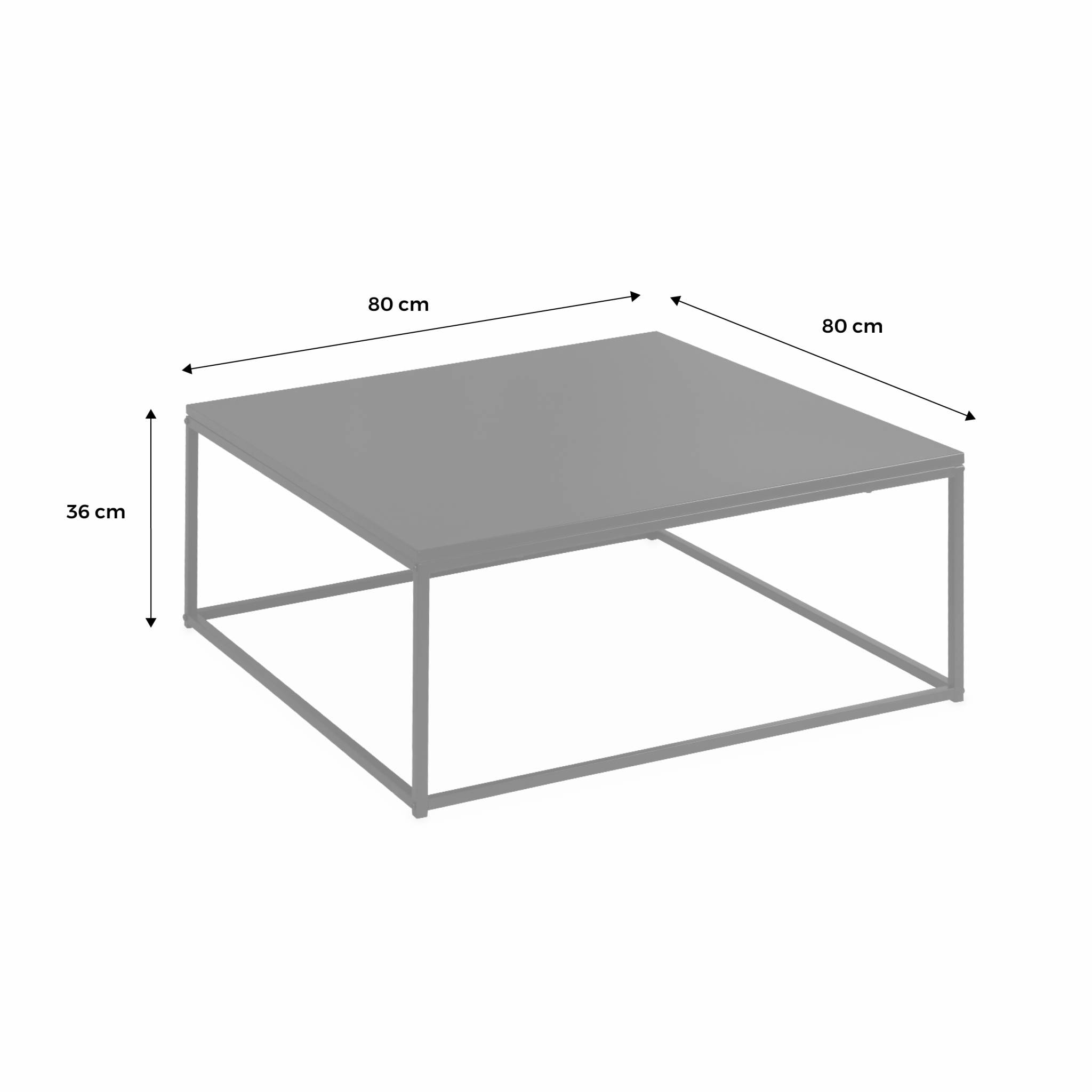 Table basse. Industrielle. structure métal noir. L 80 x l 80 x H 36cm