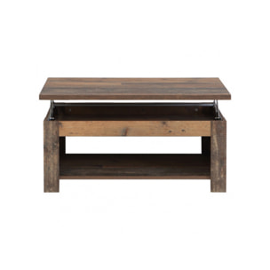 Table basse avec plateau relevable en bois effet vieilli - FRED