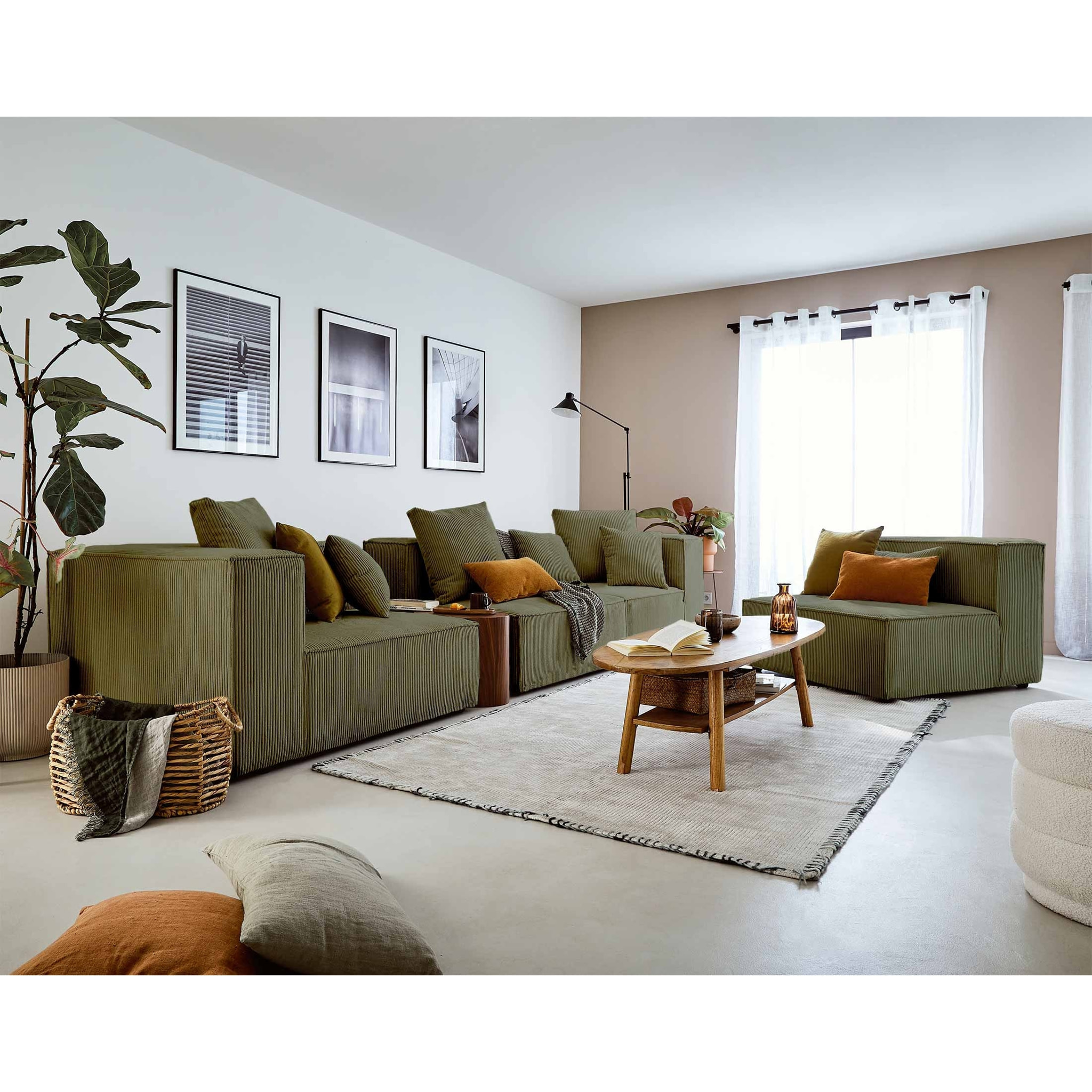 Colombine - module d'assise - en velours côtelé - Vert