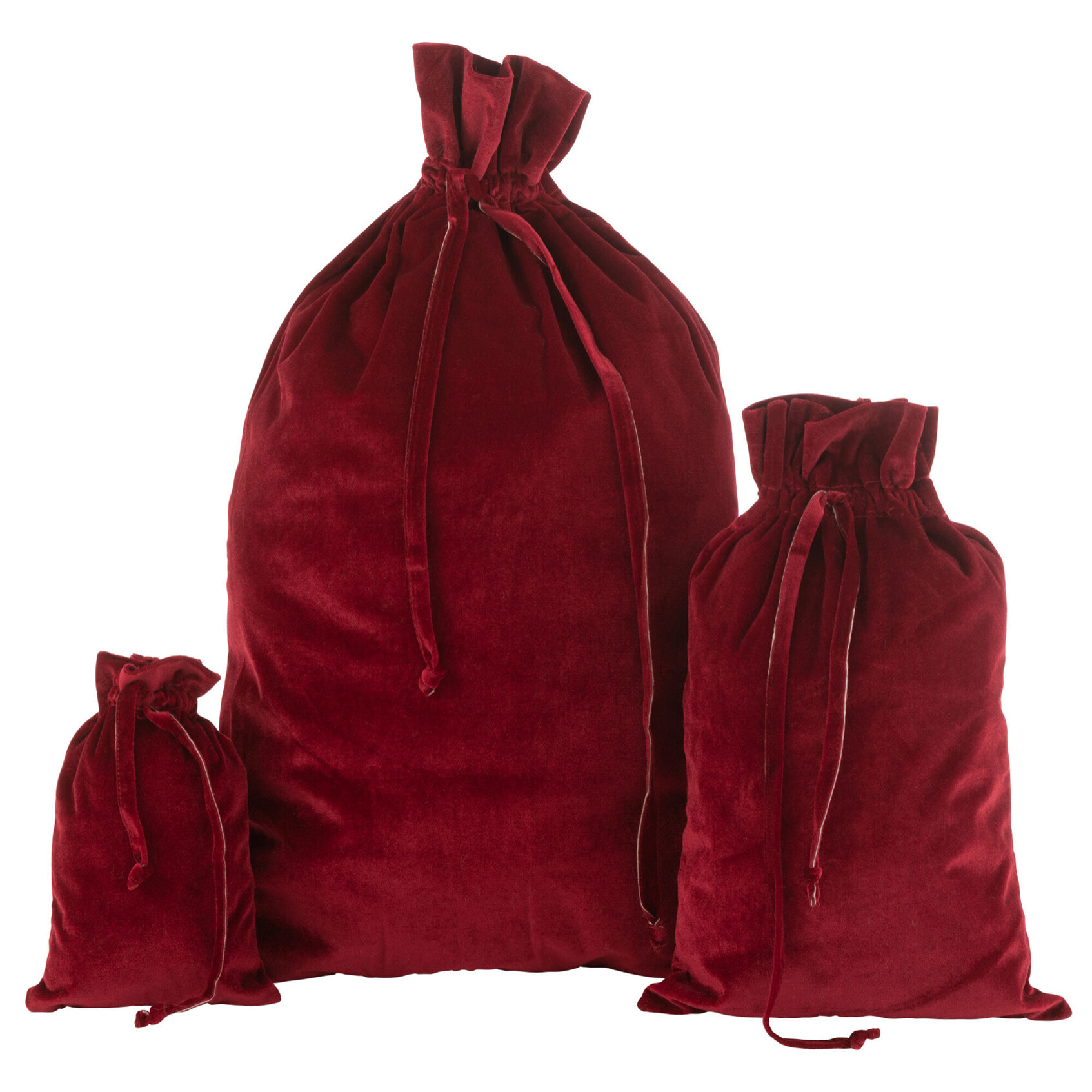 J-Line Sac Noel Velours Rouge Large