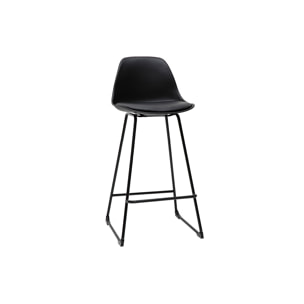 Tabourets de bar design noirs pieds métal 65 cm (lot de 2) FRANZ