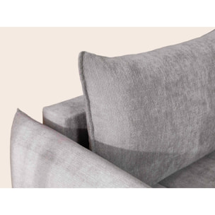 Ambroise - Canapé d'angle gauche 4 places convertible avec coffre en velours texturé - Gris clair