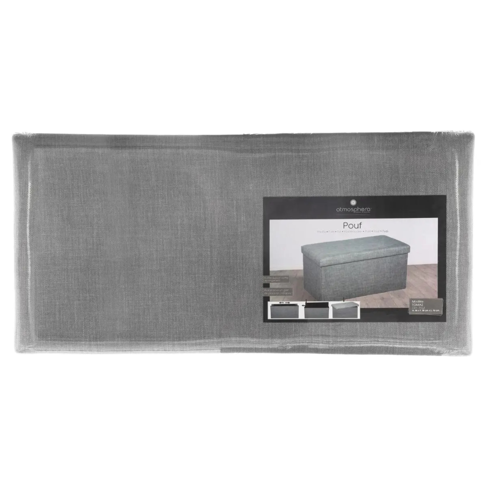 Pouf pliant double "Tomaz" gris souris