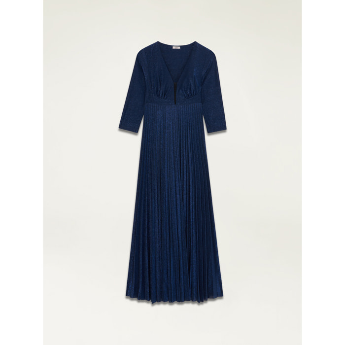 Oltre - Long dress in lurex jersey - Azul