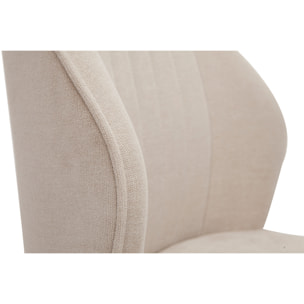 Chaises design en tissu effet velours beige et métal noir (lot de 2) FANETTE