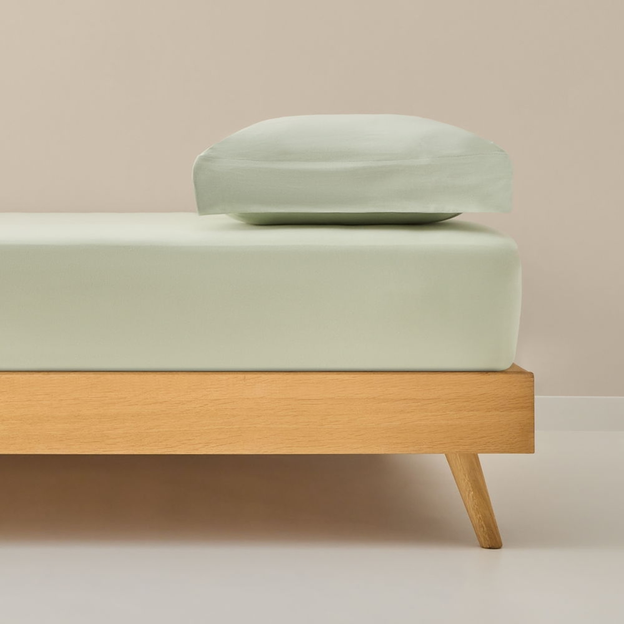 Sábana bajera algodón de punto ajustable Puntib color verde Punto de algodón