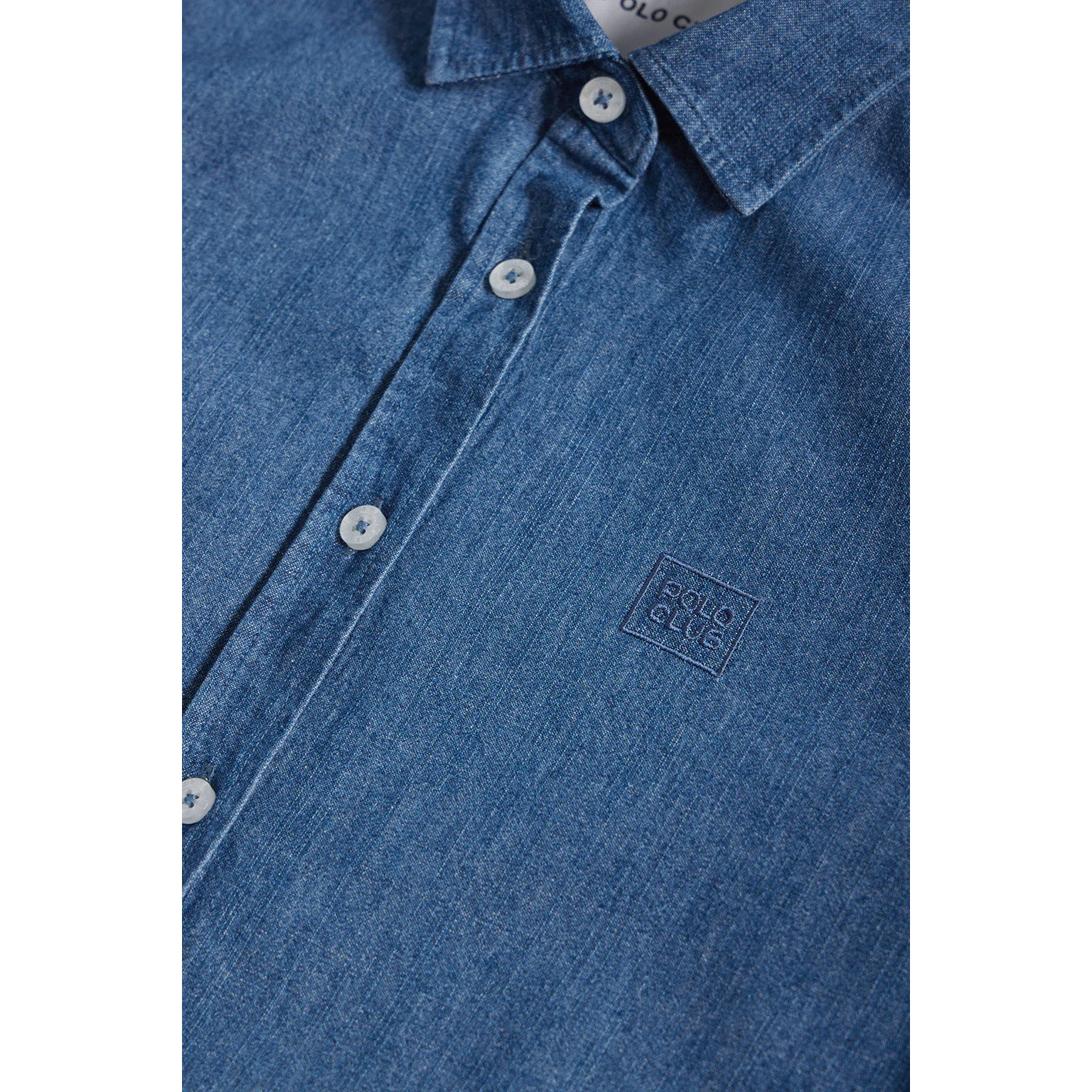 Camicia denim slim fit con logo ricamato