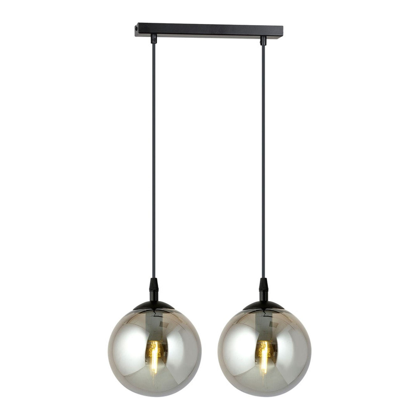 Lampada a sospensione Cosmo in acciaio nero con sfere in vetro grafite