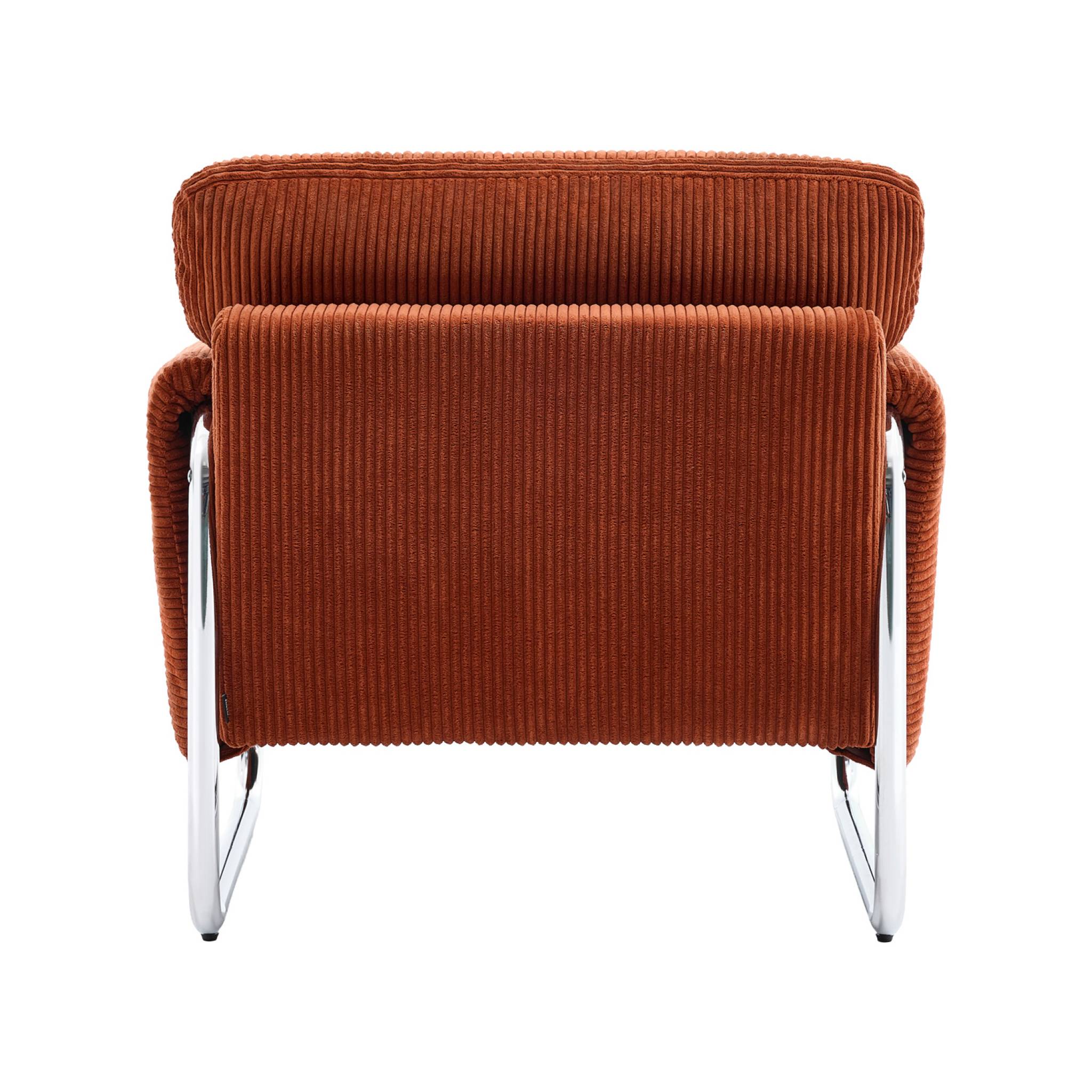 Fauteuil vintage velours côtelé armature chromée VINTAGE