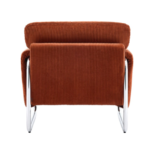 Fauteuil vintage velours côtelé armature chromée VINTAGE
