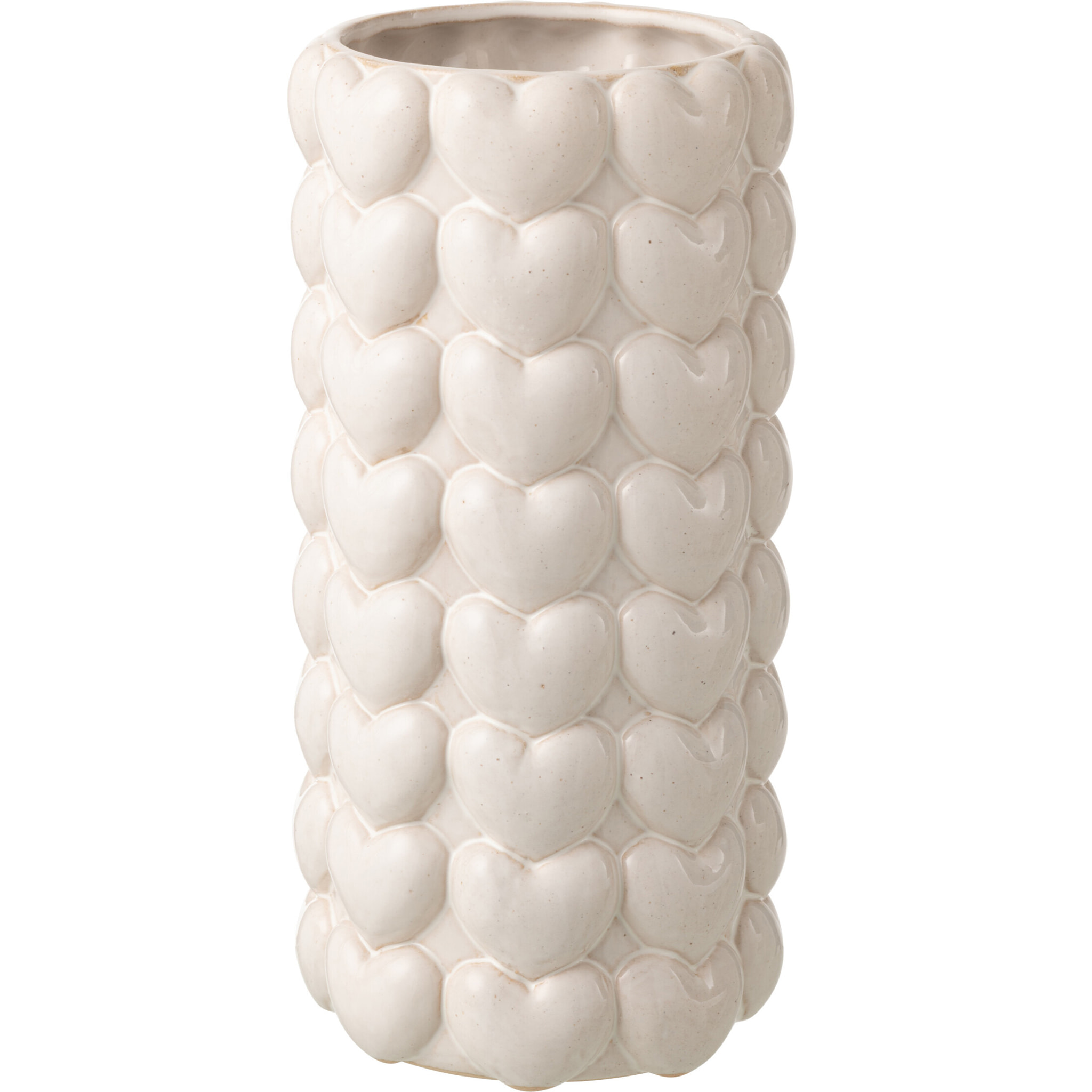 J-Line Vase Coeurs - grès - écru - extra large
