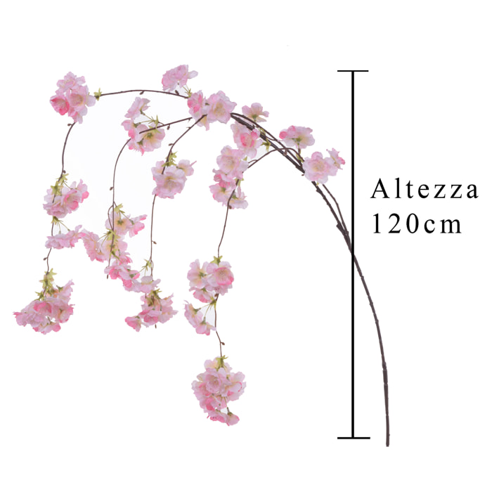 Ramo Di Pesco Pendente. Altezza 120 Cm - Pezzi 2 - 34X120X27cm - Colore: Rosa - Bianchi Dino - Fiori Artificiali