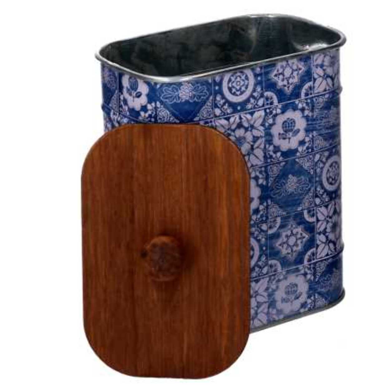 Scatola in metallo mandala blu ovale cm13x8,5h16,3