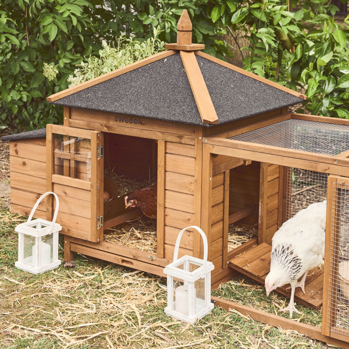 Poulailler 2 poules bois de sapin avec enclos JAVA