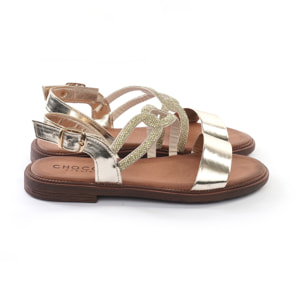 SANDALO FLAT STRASS PLATINO