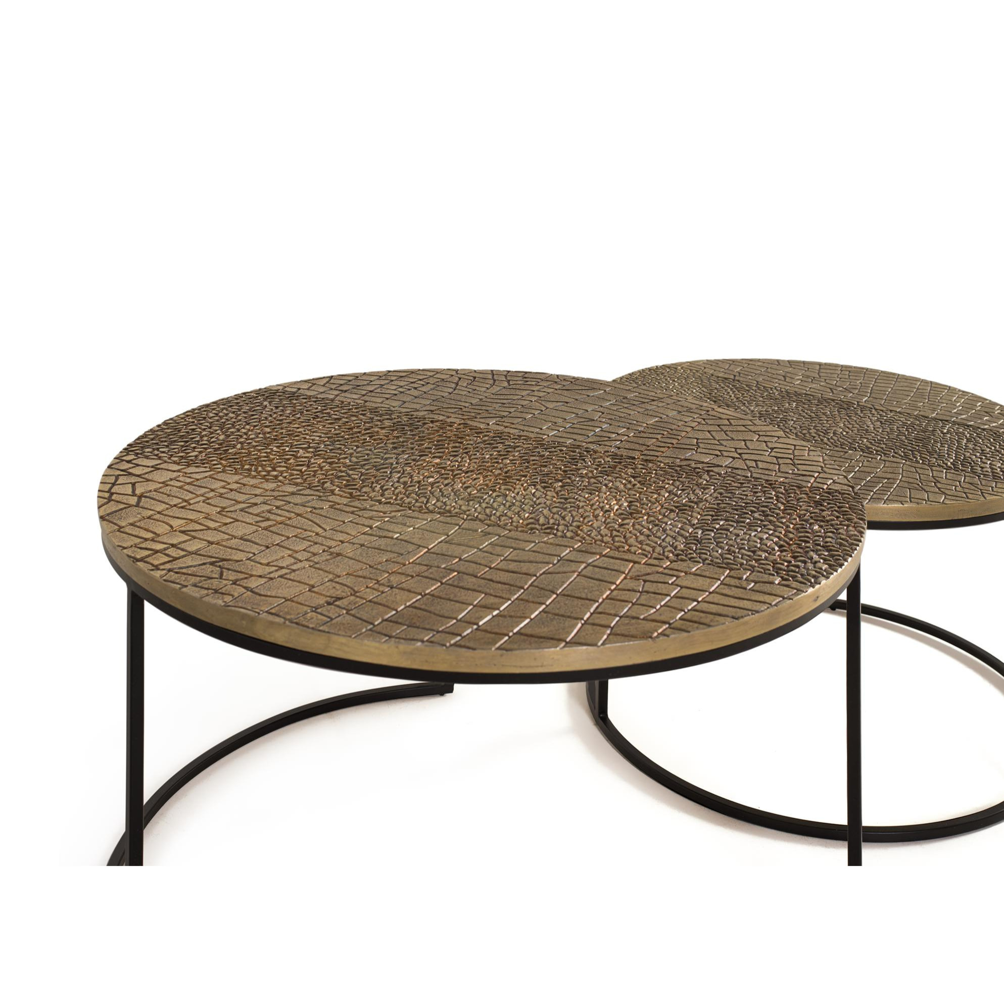Mesas de Centro de Aluminio Mesa Grande: 76 Cm, Mesa Pequeña: 60 Cm Estilo Industrial