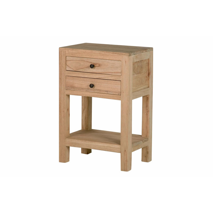Mesita Madera Mindi Natural 2 Cajones 45x30x66 Cm