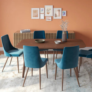 Pack 4 chaises en velours bleu et jaune - Vinni