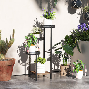 Soporte para Plantas de 4 Niveles Estantería para Plantas para Esquina Soporte de Acero Soporte para Macetas Interior y Exterior 25x25x80 cm Negro
