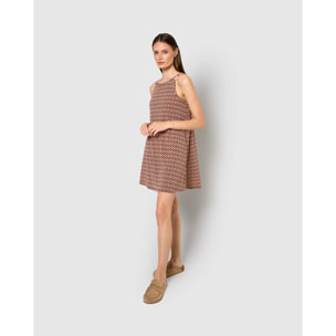 Vestido corto tirantes crepe nanda burdeos