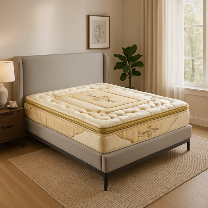 Matelas Palace XXL | 32 cm | Mémoire de forme, Latex, Ressorts ensachés | Surmatelas intégré & Thermorégulation
