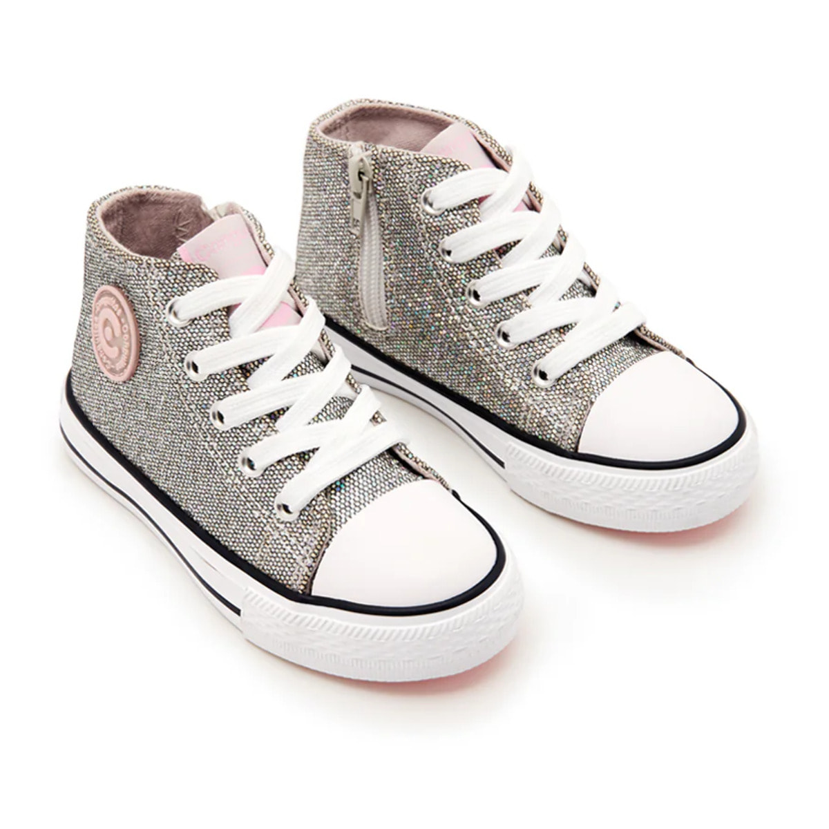Zapatillas Altas Logo Glitter Plomo