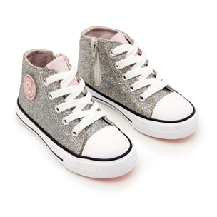 Zapatillas Altas Logo Glitter Plomo