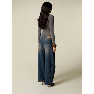 Oltre - Jeans wide leg barrel - Blu