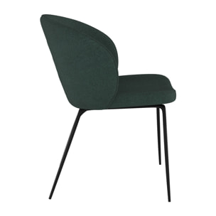 Lot de 2 chaises vertes en tissu bouclette et pied en métal - Groom