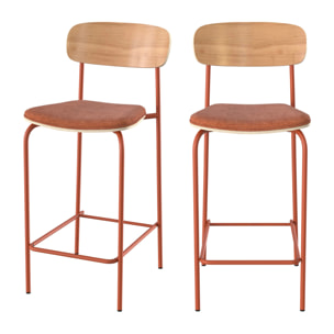 Lot de 2 chaises pour îlot central en tissu terracotta 65 cm - Alba