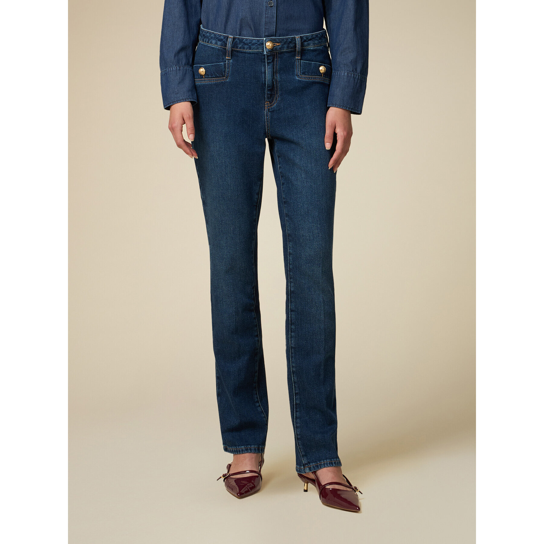 Oltre - Skinny jeans with heraldic buttons - Azul