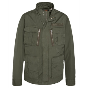 M-1941X ARMY M-65 ZIPPERED JACKET WITH  EMBROIDERYROIDERED CHEST WOVEN TAPE 100% COTTON Cachi