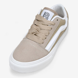 Zapatillas deportivas beige con cordones