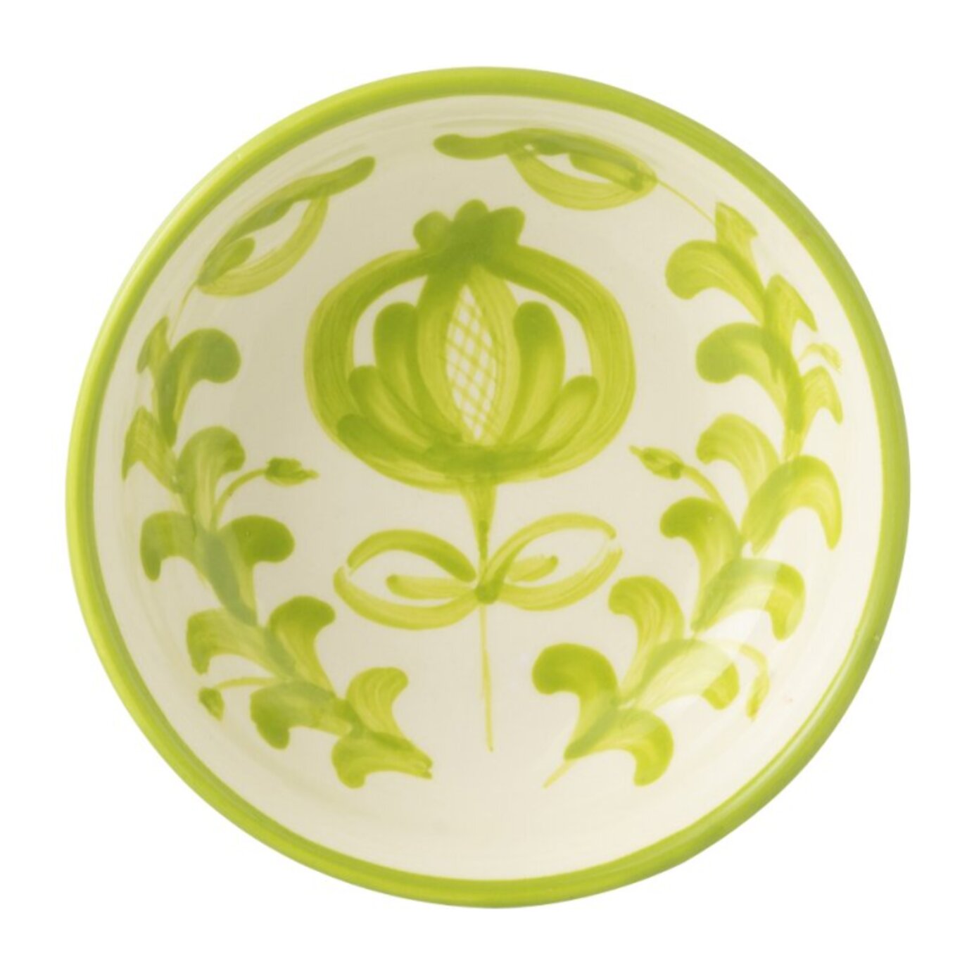 J-Line bol Granada Low - céramique - blanc/vert - small - Ø 14 cm