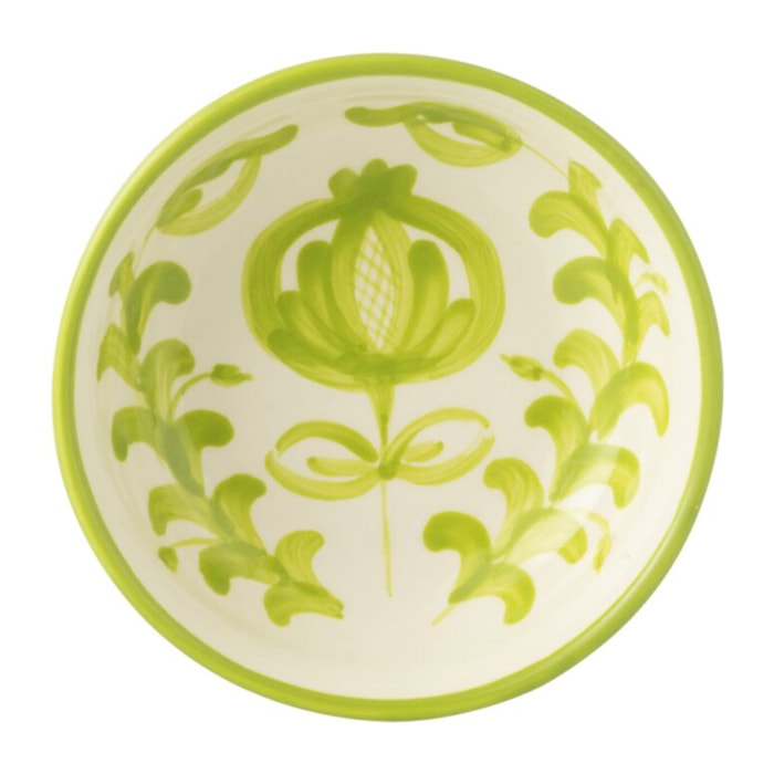 J-Line bol Granada Low - céramique - blanc/vert - small - Ø 14 cm