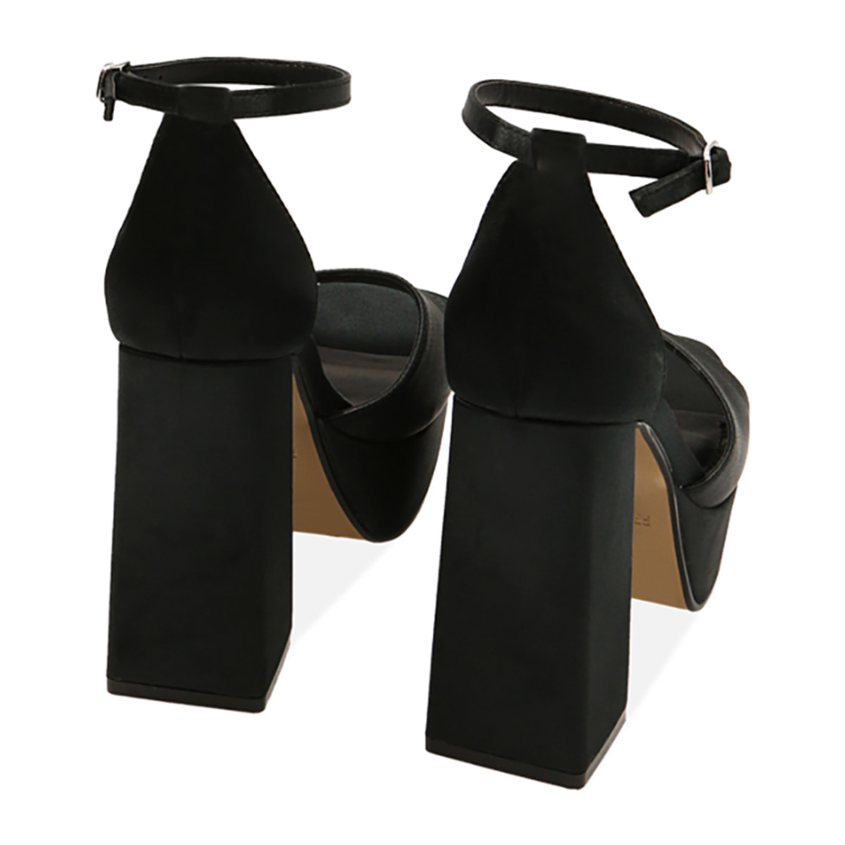 Sandalias de plataforma raso negro, tacón 10 cm.