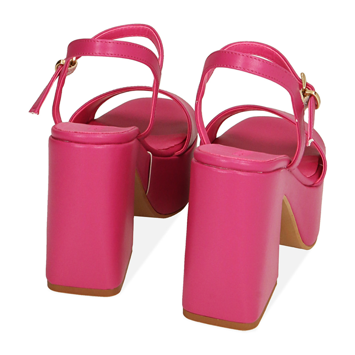 Sandalias fucsia, tacón-cuña 10,5 cm