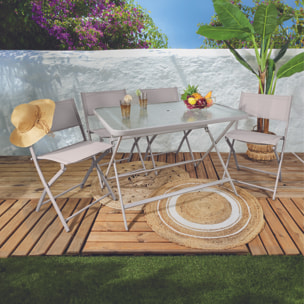 Table Verre Trempe Formentera Beige