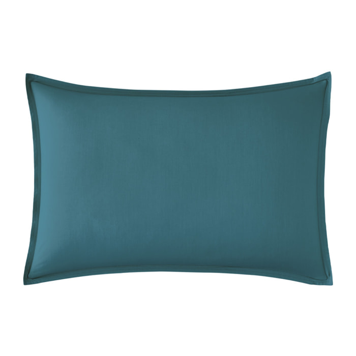 Taie d'oreiller unie en percale de coton, PREMIÈRE, Bleu Emeraude