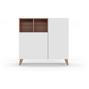 Zapatero Oslo melamina nogal puertas blanco 87x90x27 cm