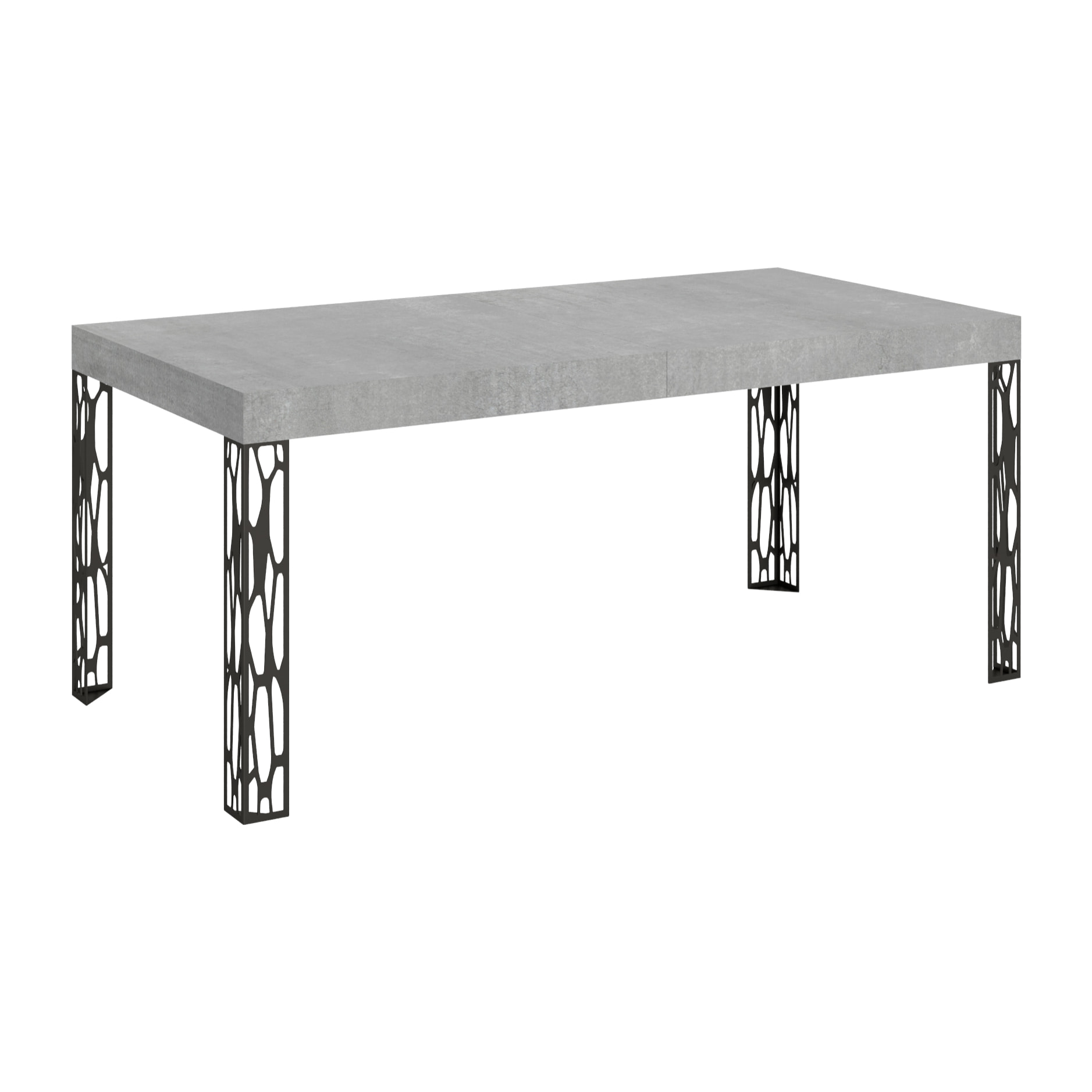 Table extensible 90x200/304 cm Ghibli Gris Béton cadre Anthracite