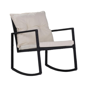 Salon de jardin avec  2 fauteuils à bascule "Sami" - Noir/beige